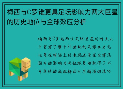 梅西与C罗谁更具足坛影响力两大巨星的历史地位与全球效应分析