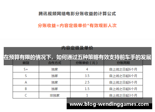 在预算有限的情况下，如何通过五种策略有效支持前车手的发展